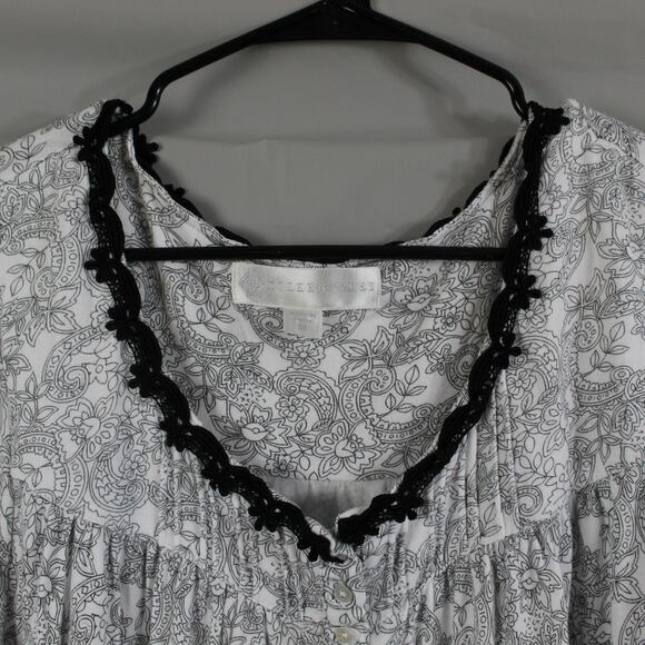 Eileen West Medium Maxi Paisley Floral Long Sleeve White Nightgown Cottagecore - Picture 8 of 11